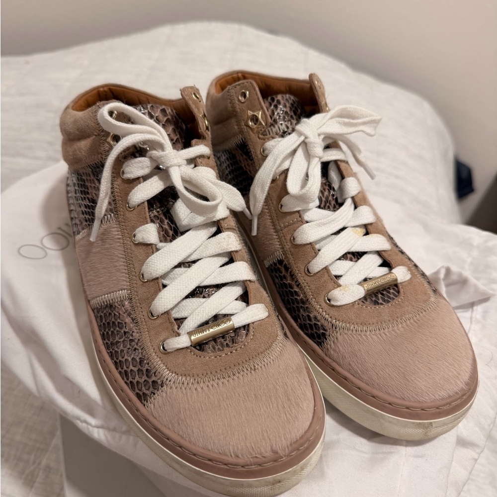 Jimmy Choo Calfhair and Python Sneakers